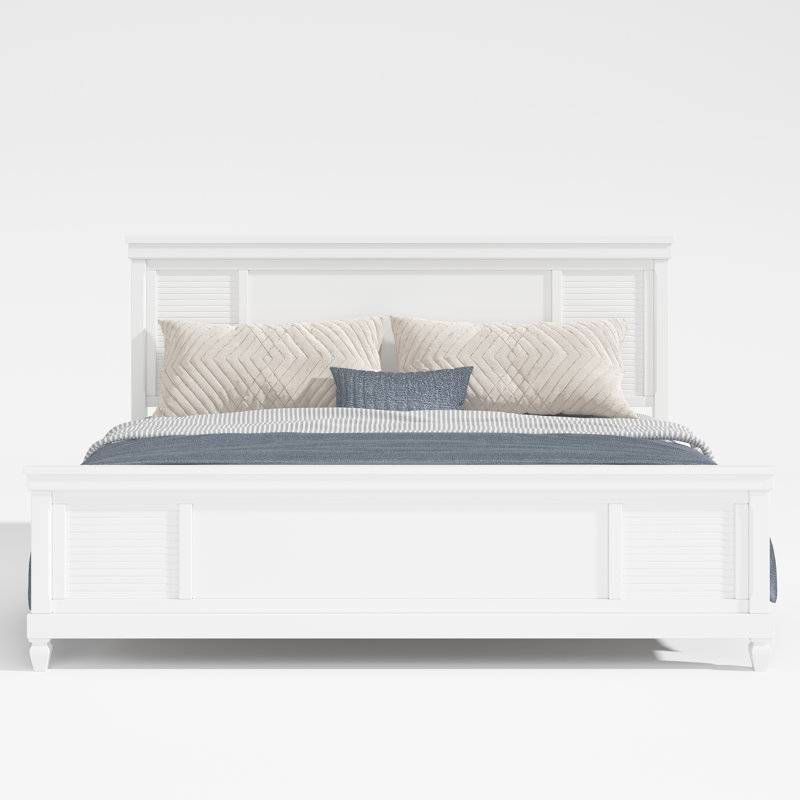 Havencrest Farmhouse Solid Wood Platform Bed With Sleek Headboard, King