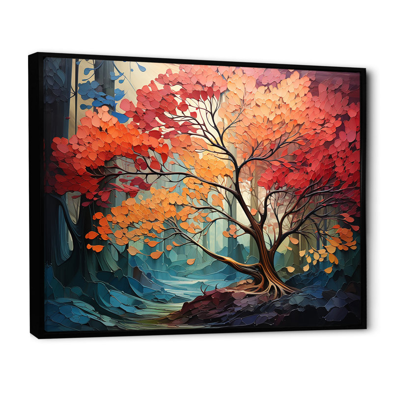 Expressionniste de l'arbre Raimbow I, Cadre flottant noir, H 12 po x l 20 po x P 1 po