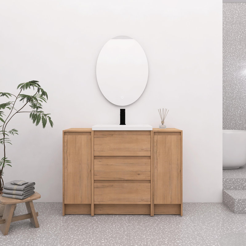 Ensemble de meuble-lavabo autoportant 48 po avec 3 tiroirs et portes à fermeture en douceur 48 po
