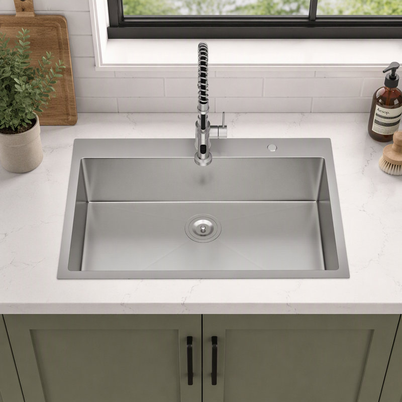 Durable Stainless Steel Single Bowl Topmount Kitchen Sink with Soundproofing and Efficient Drainage System