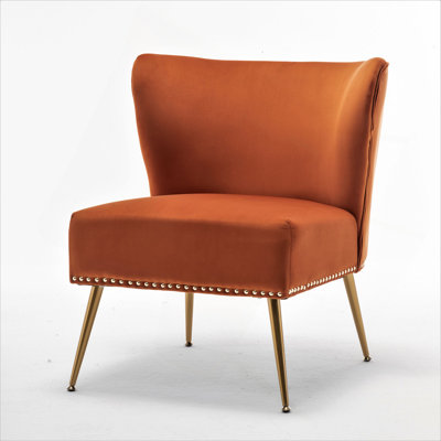 Fauteuil d'appoint en tissu imprimé, fauteuil de chambre sans accoudoirs avec pieds en métal, fauteuil d'appoint rembourré moderne pour le salon, la chambre et les petits espaces