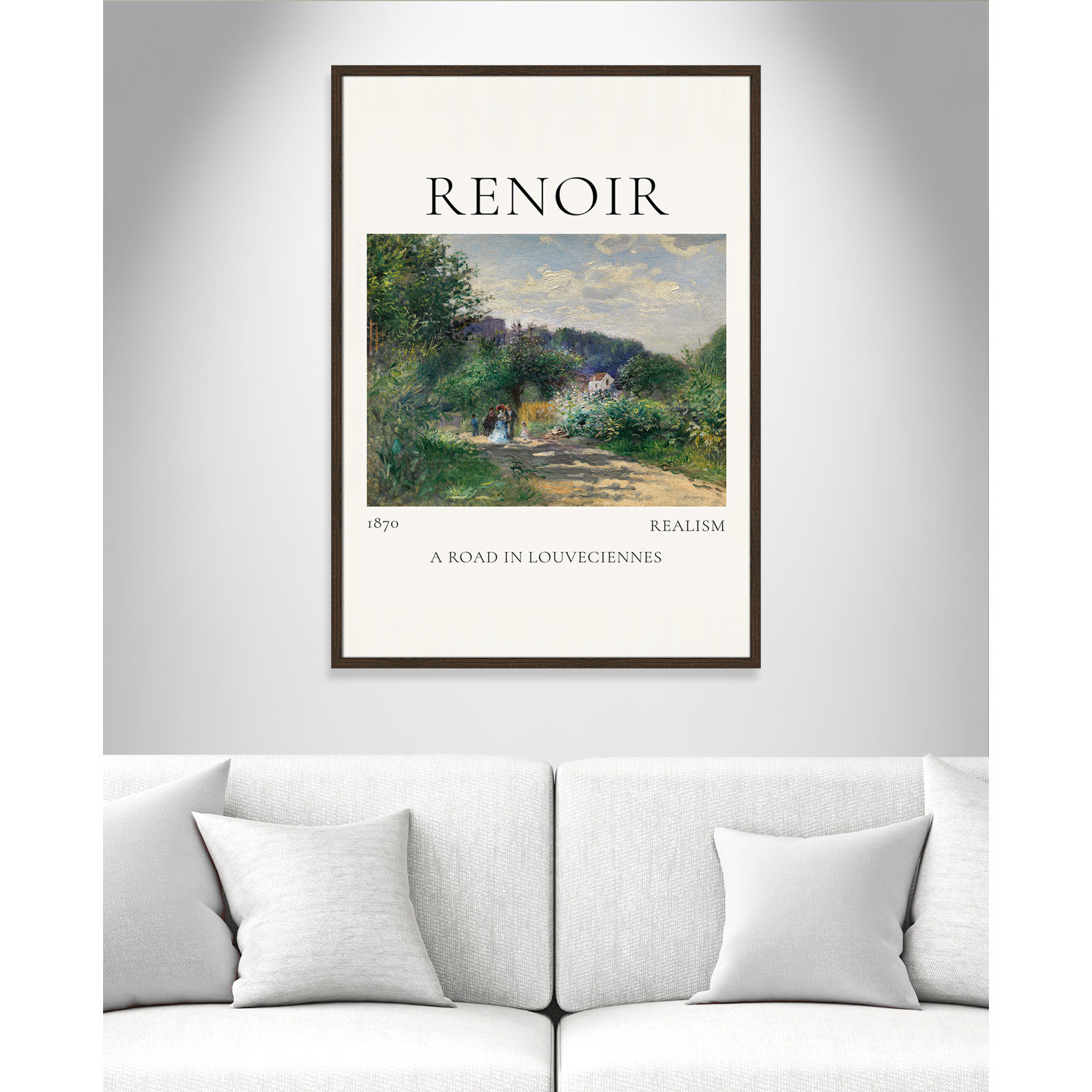 Rocchetto "A Road in Louveciennes" Print, Walnut Single Picture Frame, No, 41.5" H x 29.5" W x 0.75" D