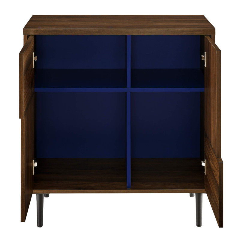 Dark Walnut Freestanding Modern Accent Cabinet with Shelves