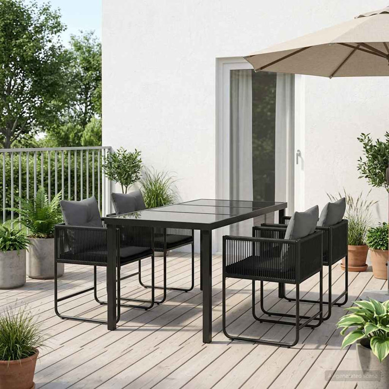 Patio Dining Set Table,, 5, 73 cm H x 140 cm W x 70 cm D, 4