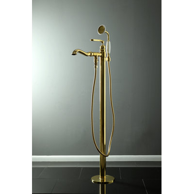 Robinet de baignoire autoportant à poignée simple 1 trou avec pomme de douche à main Kingston Brass Royale