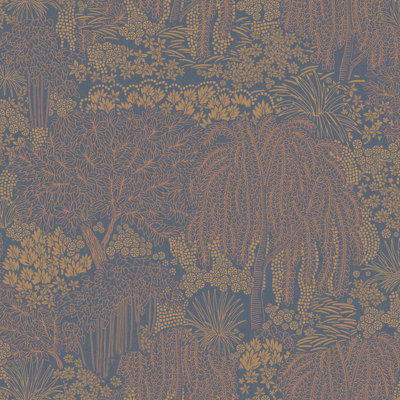 Papier peint bleu foncé Willow Whisper
