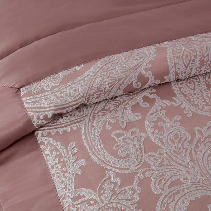 Engleman Polyester Paisley Bedspread with Pillow Shams, Blush