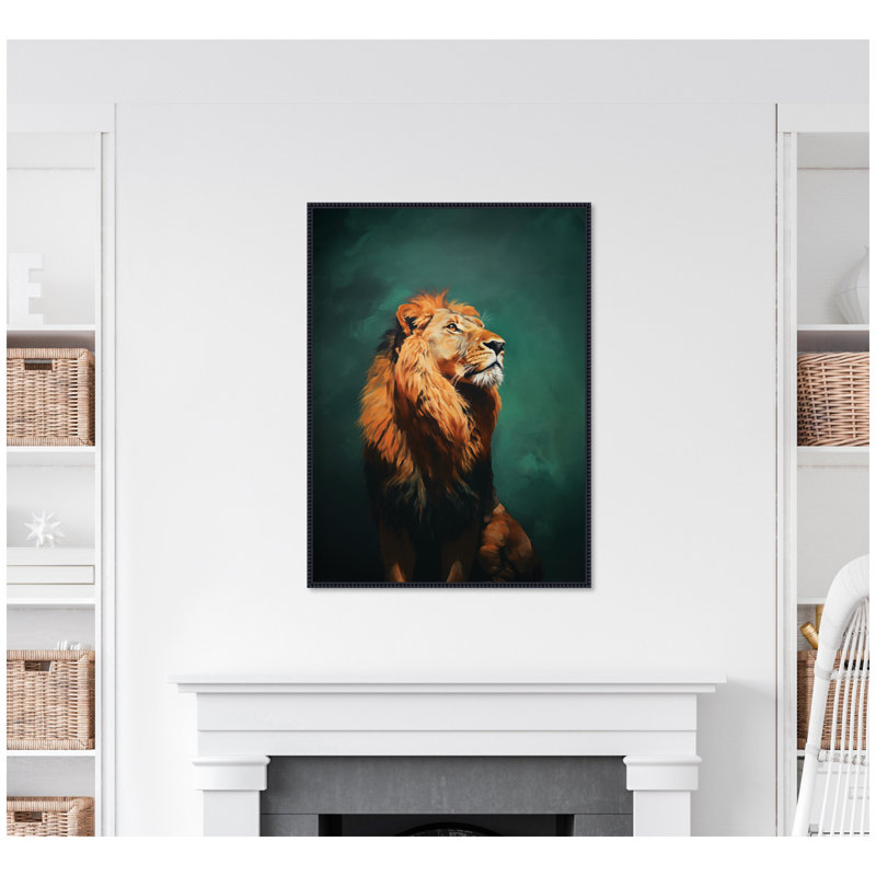 «Twilight Turquoise Jade Lion» par The Creative Bunch Studio, reproduction d'art sur toile encadrée