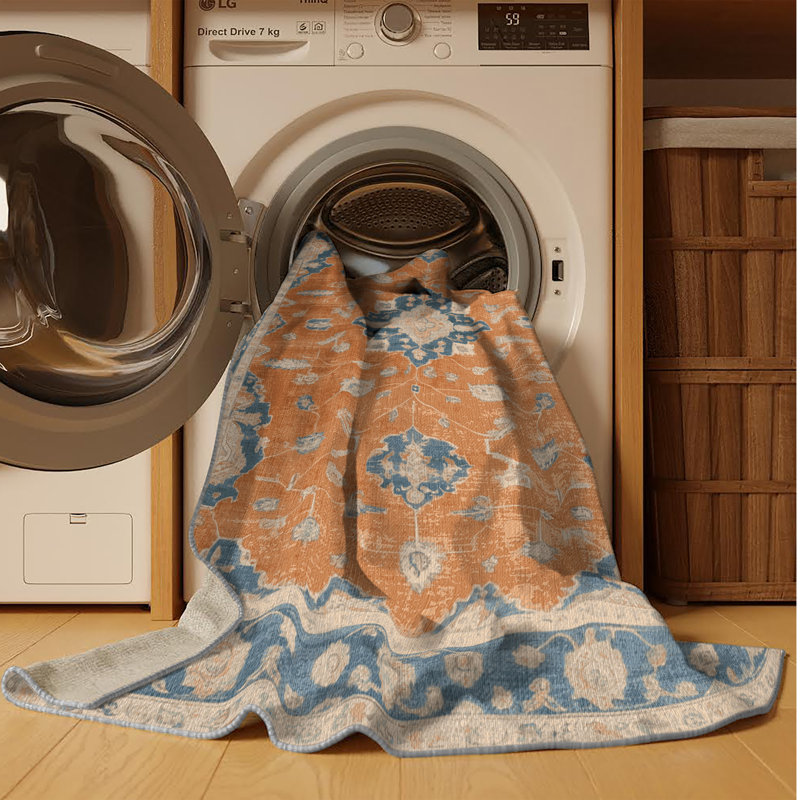Tapis gris lavable à la machine, Carré 7 pi