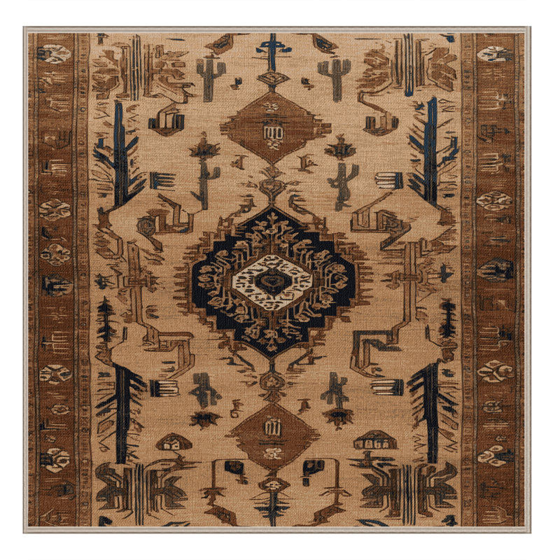 Machine Washable Persian Brown Area Rug, Square 8'