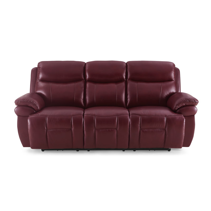 Jaece 3 Seater Manual Reclining Sofa in Wine Leather