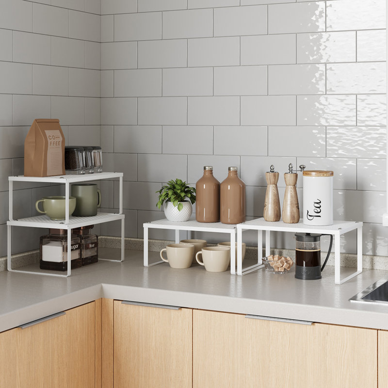 Stackable Cabinet Organizer Shelf, White