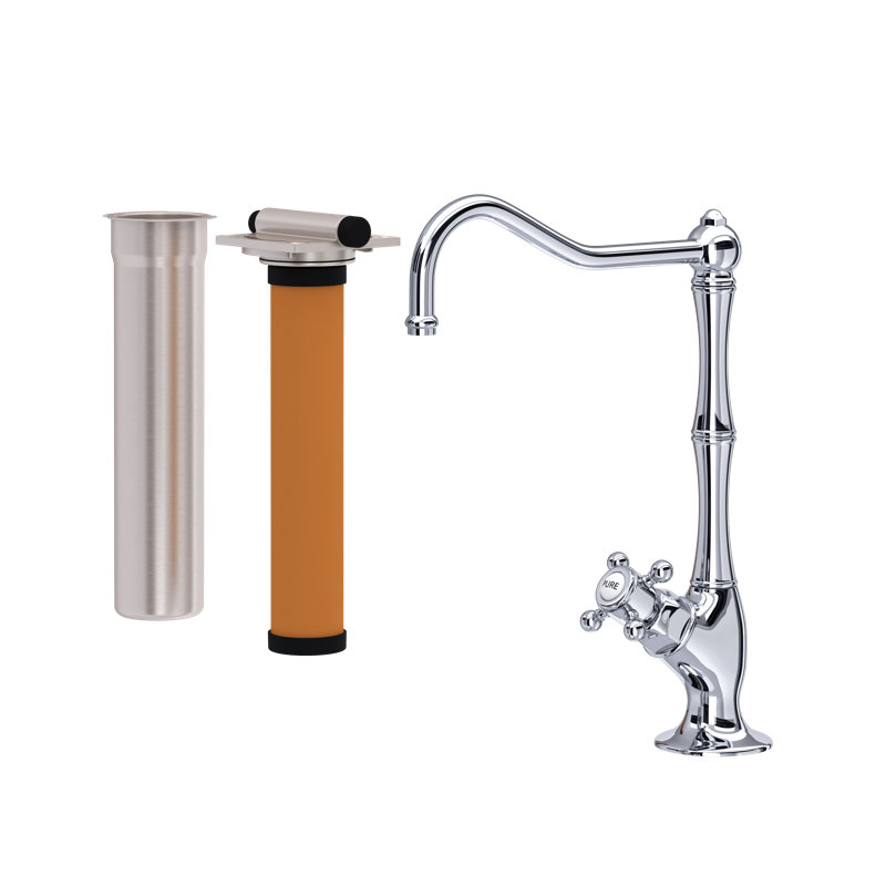 Acqui® Filter Single Handle Kitchen Faucet, Metal mini cross, Polished Chrome