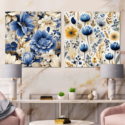 Vaucluse - Floral Metal Wall Art Living Room Square Set Of 2