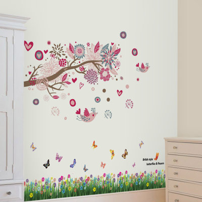 Décalcomanie murale oiseau mais herbe Bazartete