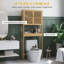 Armoire de rangement en bambou au-dessus de la toilette, organisateur de salle de bain au-dessus de la toilette avec portes à lattes, tablette réglable et tablette ouverte