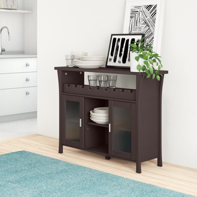 Bertus Wine Rack Buffet Server Console Table with Glass Doors