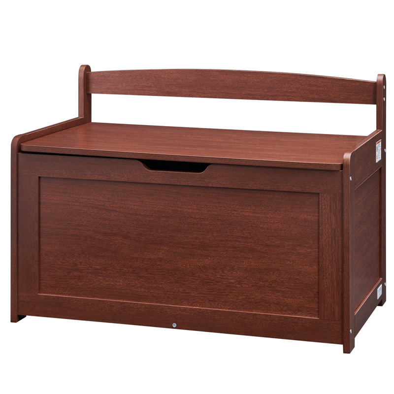 Kids Toy Storage Bench Wooden Toy Box Chest , Cherry