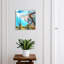 Decorative key box for wall, Opens to the right, 30x30x5, Black, The colorful coast of the bay, 