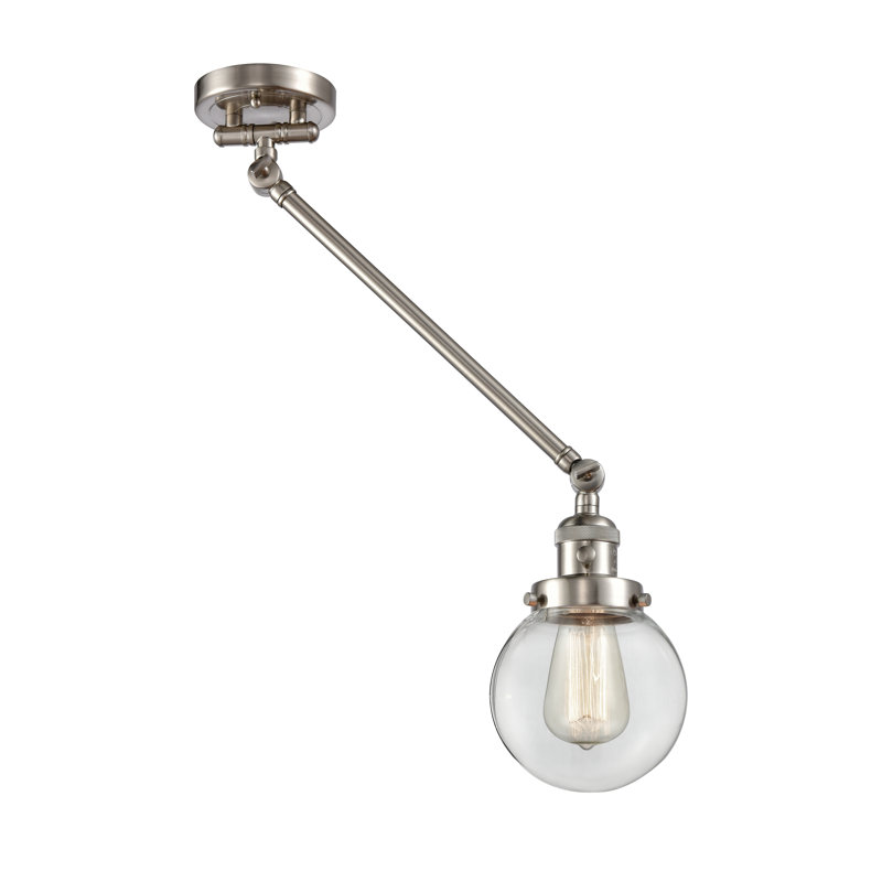 Lampe murale avec bras pivotant 6 po Shauna Beacon, Incandescente, Transparent, Nickel satiné brossé