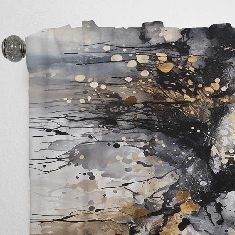 Rideau moderne gris foncé et délicat abstrait Brushstrokes III - Velours obscurcissant - 1 panneau, L 52 po x L 90 po