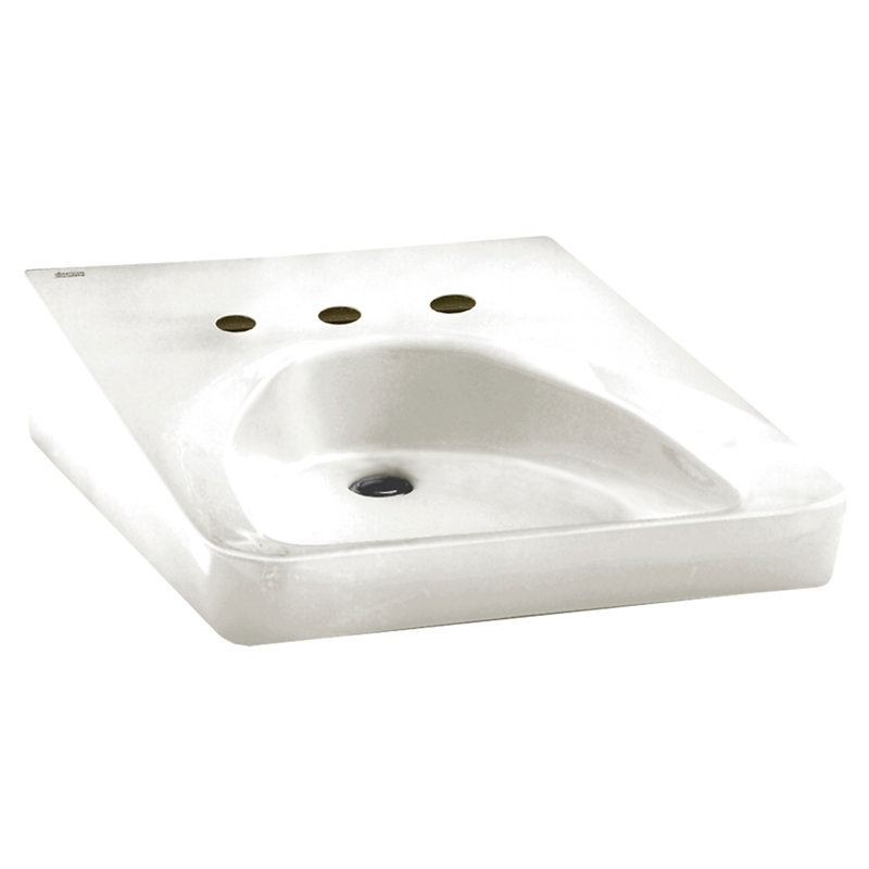 American Standard Wheelchair 20'' Vitreous China Rectangular Bathroom Sink with Overflow, 10.5" Widespread, Silver