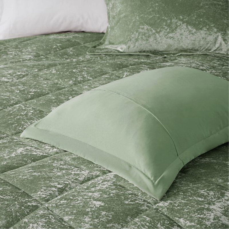 Ensemble d'édredon en velours double / grand avec coussin décoratif, Édredon pour lit double / grand lit + 3 pièces s, Vert