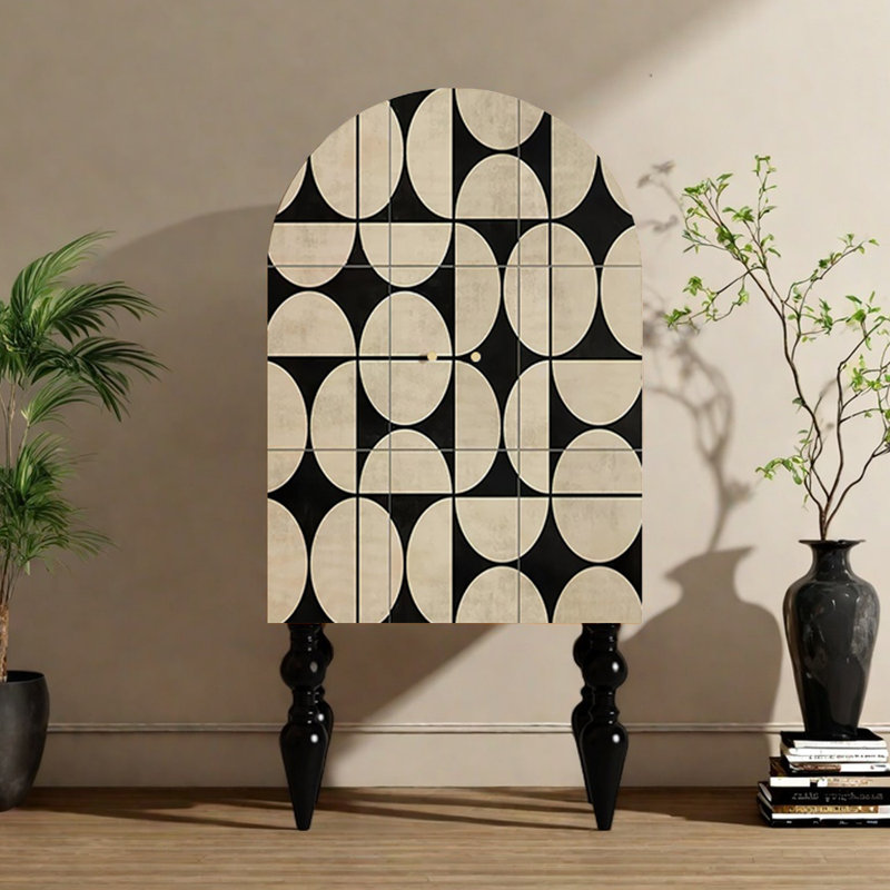Armoire moderne à double porte minimaliste, Ivoire / blanc / noir