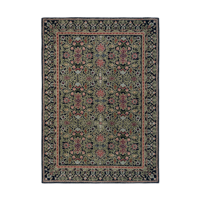 Wilton Weave Handmade Wool Floral Area Rug, Rectangle 6'7 x 9'2