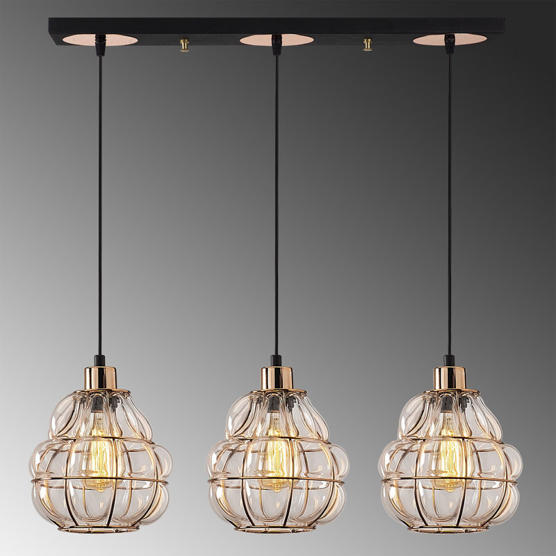 Bernadette 3 - Light Gold Kitchen Island Pendant, Copper