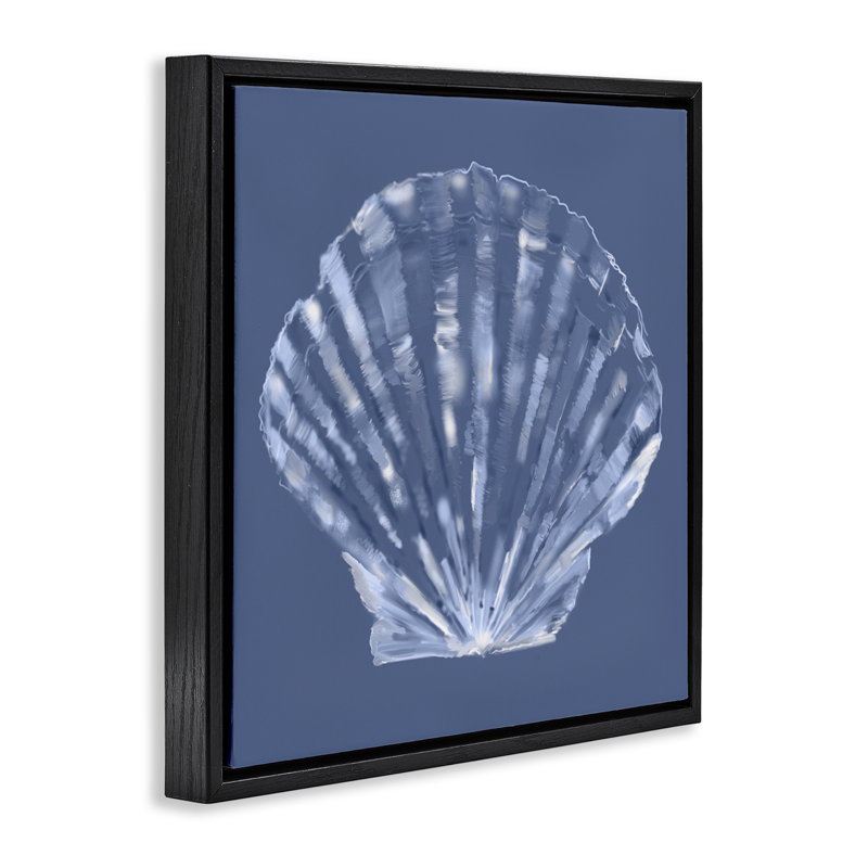 «Blue Nova Seashell», art mural encadré flottant par Julie Derice, Cadre flottant noir de jais, H 18 po x l 18 po