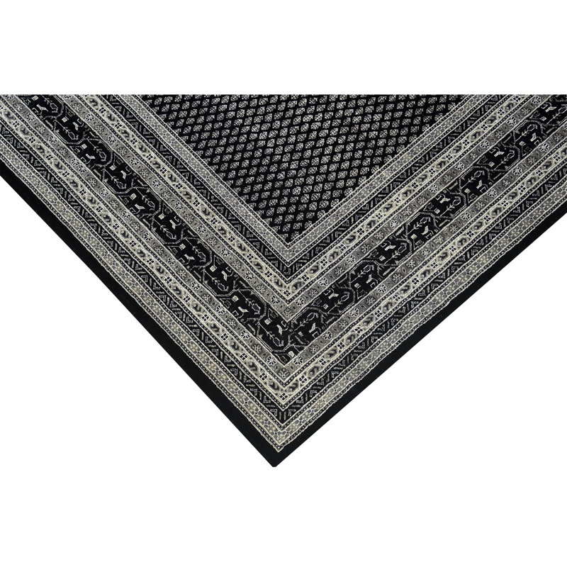 Hand Knotted Geometric Area Rug in Black/White