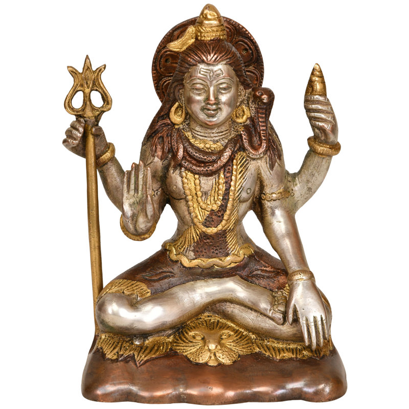 Statue de dieu Shiva de bénédiction artisanale en laiton de 6 po - divinité compacte Abhaya Mudra, décoration spirituelle de bureau, centre de table d'autel de méditation