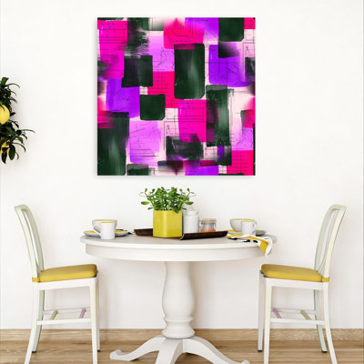«Vibrant Abstract Shapes Abstract», audacieux et coloré, art mural violet