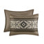 Édredon 5 pièces, rayure à chevrons, très grand / très grand, brun, coussins décoratifs avec 2 coussins, chevrons-129948354