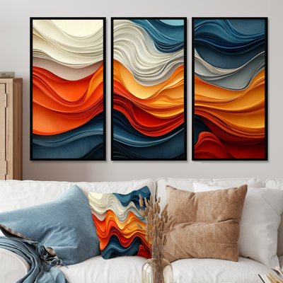Ensemble de décorations murales orange et bleu Biomorphism Organic Forms III - Biomorphism