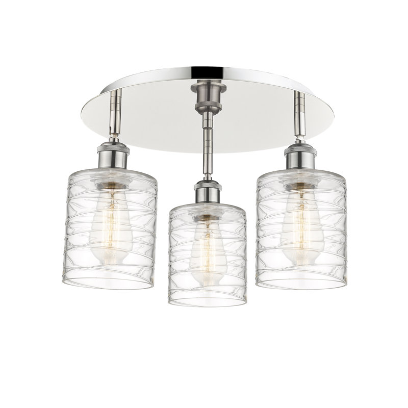 Dublin Glass Semi Flush Mount, Deco Swirl, Polished Nickel