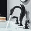 Robinet de lavabo noir pour salle de bain à 3 trous et 2 poignées