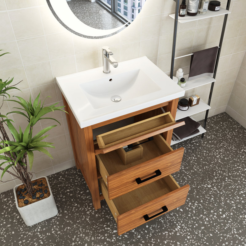 Deeana 24.4 " W Freestanding Standard Free Standing 1 Single Vanity Bathroom Vanity With Ceramic Top
