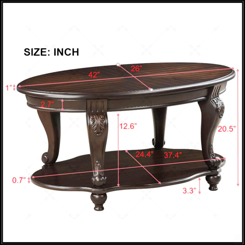 Table basse ovale en bois 42 po, Espresso
