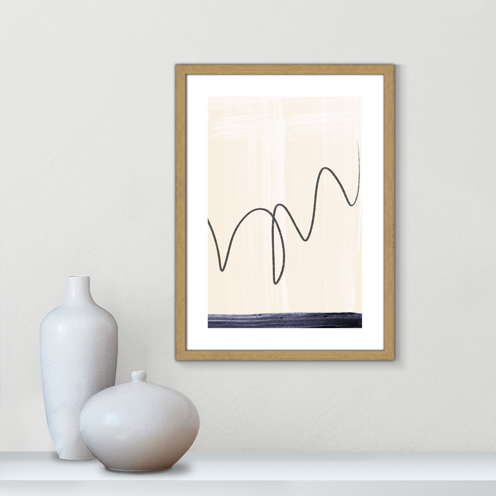 Departured II - Picture Frame Painting Print, Beige Framed Paper, 23" H x 17" W x 0.75" D