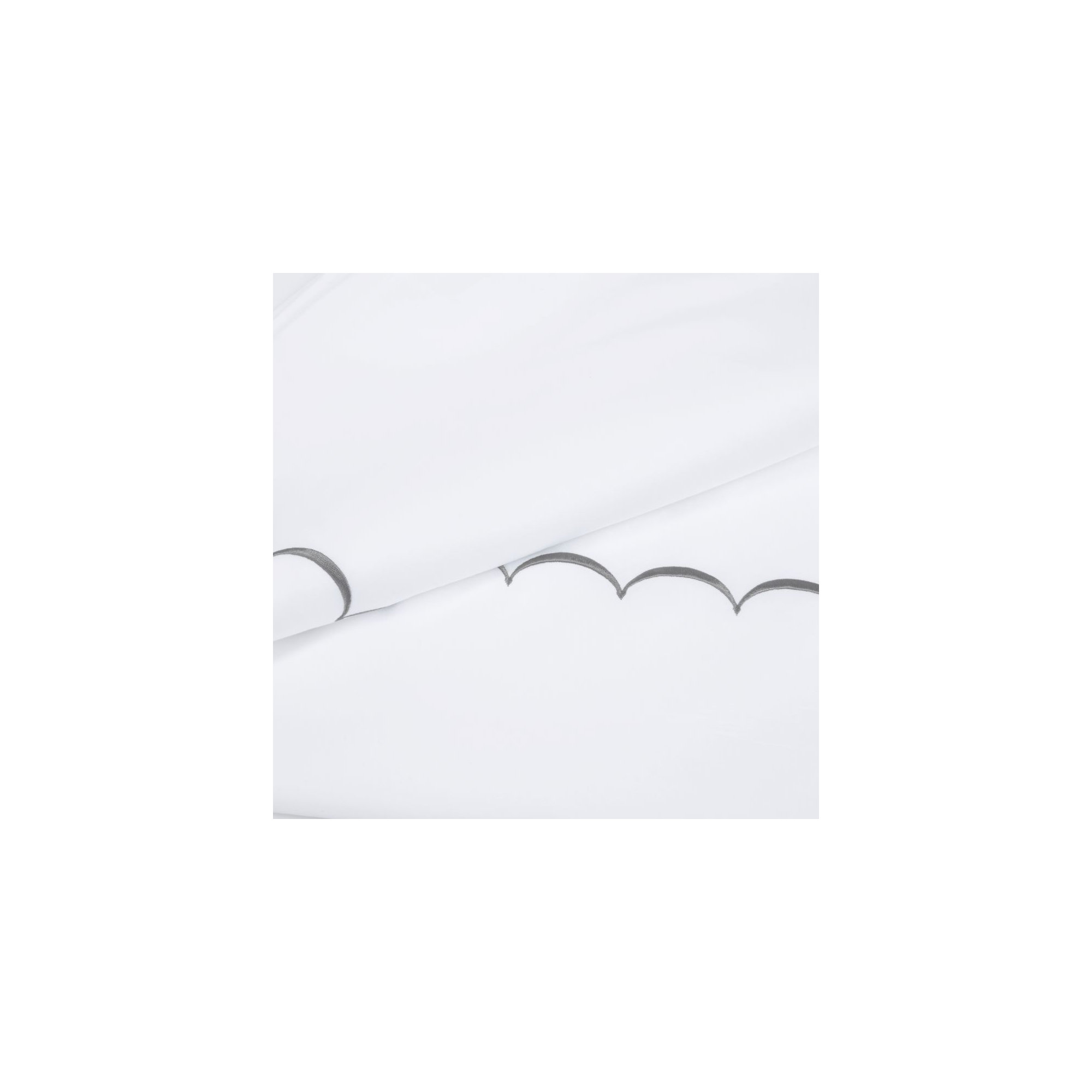 Brazier Sateen Duvet Cover Set, King Duvet Cover + 2 King Shams, Gray/White