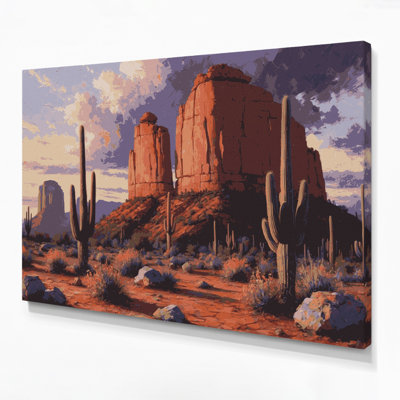«Southwestern Cowboy Desert Landscape», art mural noir sur toile 66
