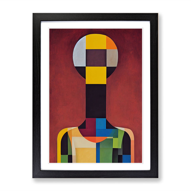FRM-V0523-23X Abstract Male Portrait - Single Picture Frame Print, 64cm H x 46cm W x 2cm D, Walnut Framed