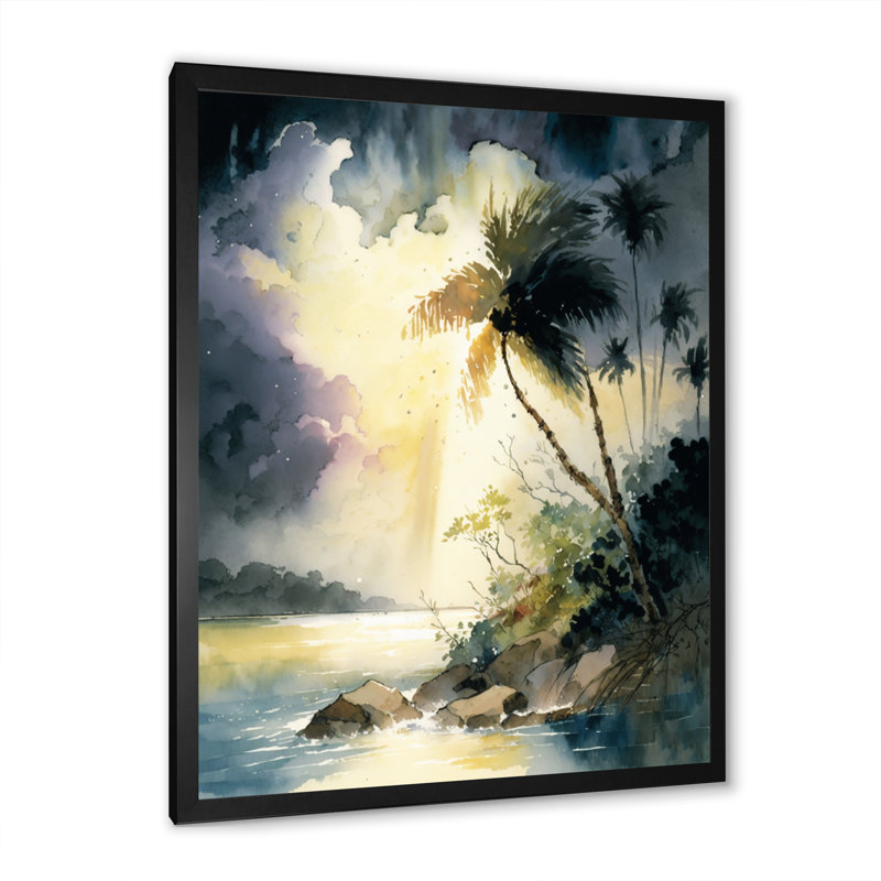 «Tropical Island Paradise I», impressions sur toile de paysage moderne, H 32 po x l 16 po x P 1 po