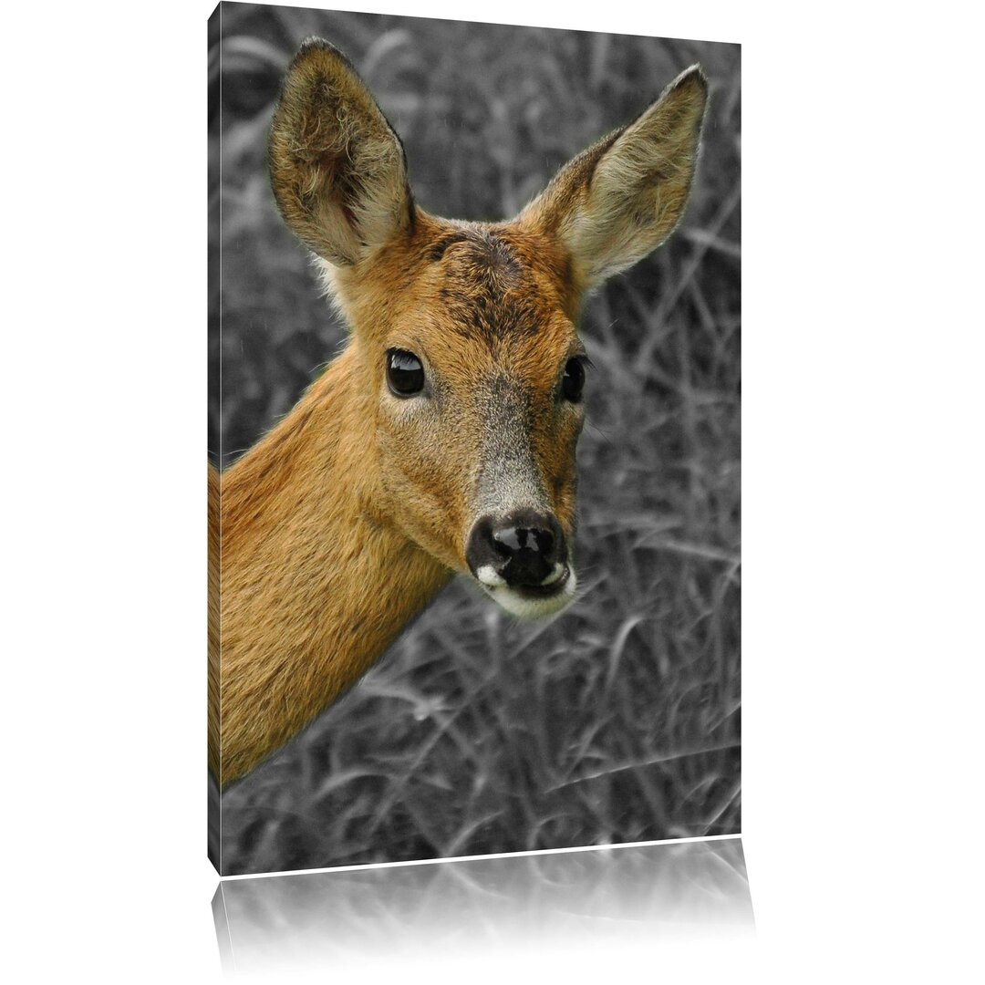 Proud Deer Eating Kunstdruck auf Leinwand