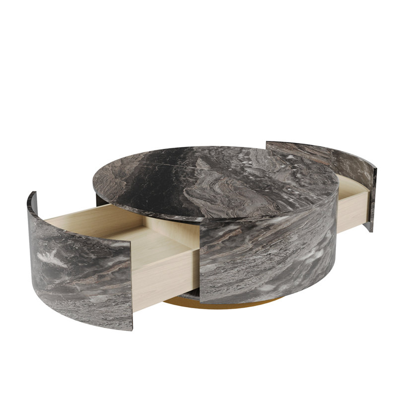 Table basse ronde Tavola Fiorita - brun, Brun