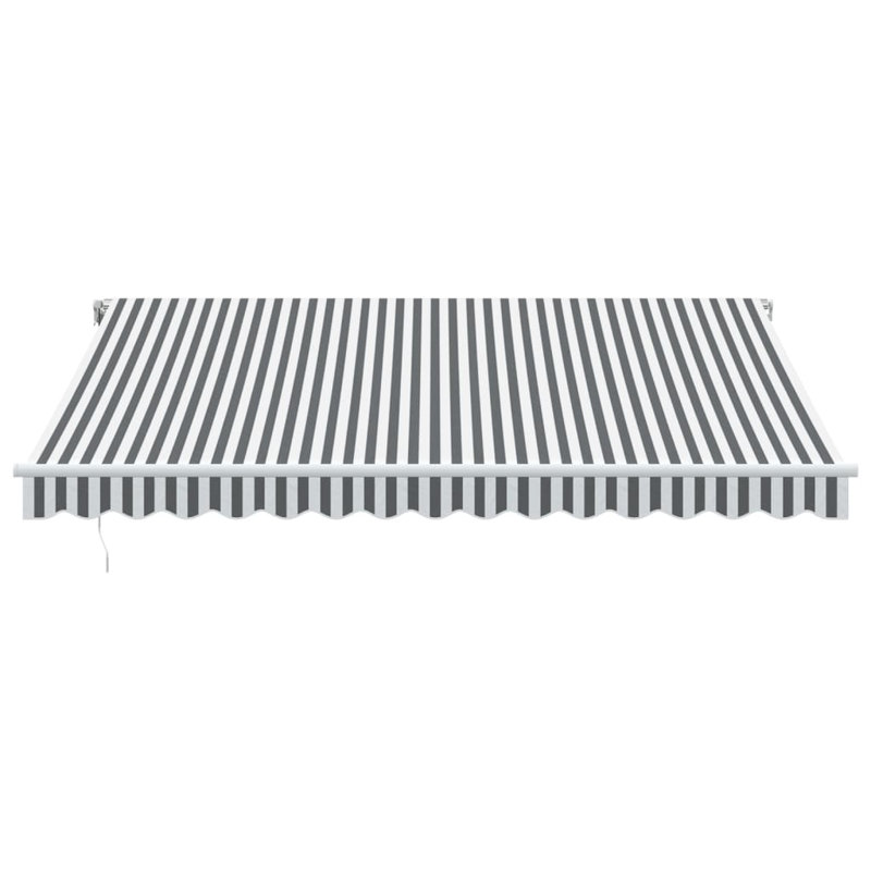 Manual Retractable Awning, Striped, White/Anthracite, 400cm H x 350cm W