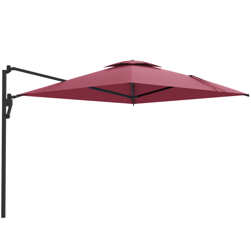 Parasol de patio en porte-à-faux avec auvent rotatif à 180 °, Rouge