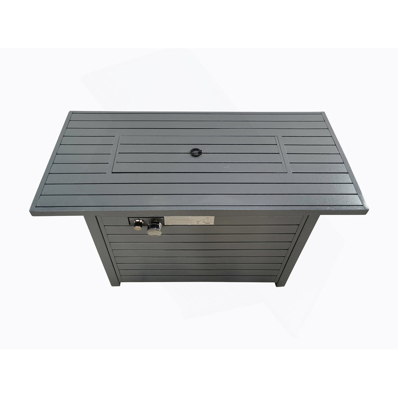 25" H X 42" W Steel Propane Outdoor Fire Pit Table With Lid, Gray